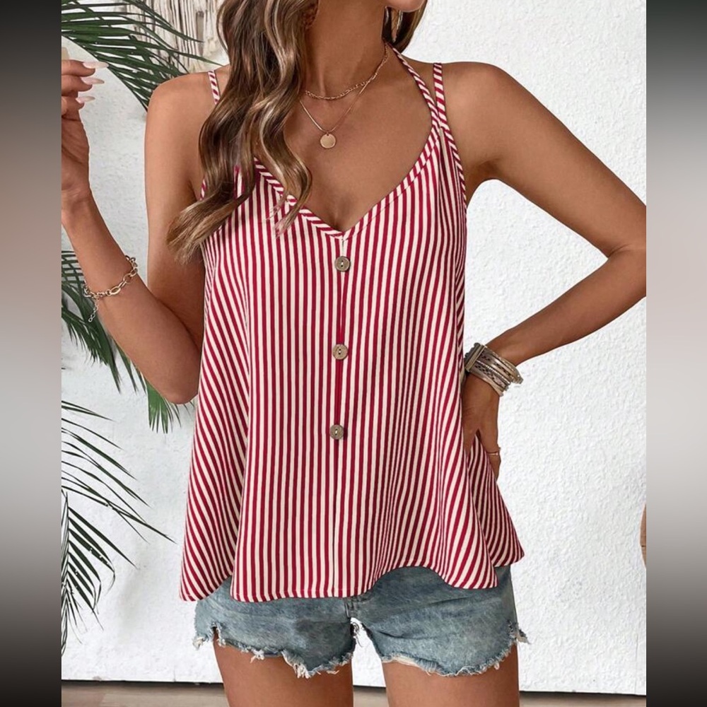 Striped red and White Women's Halter Top